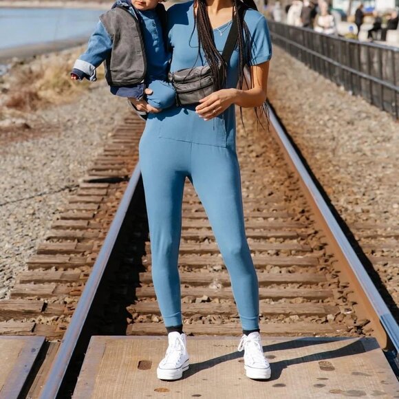 Anyday Romper Smash + Tess Jumpsuit Pocket Short Sleeve Jogger Long Pants Button - Picture 10 of 10